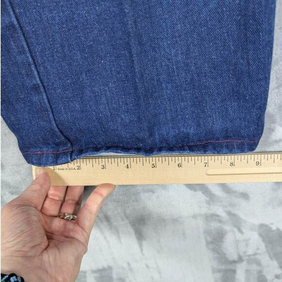 Vtg castle sq Jeans Womens 15/16 Blue Denim Red Contrast Stitching Retro 1970s - Picture 9 of 11